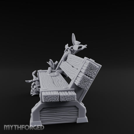 Sprout-Split Bolt-Planked Garden Park Bench Miniature for Dungeons and Dragons, Pathfinder or other TTRPGs