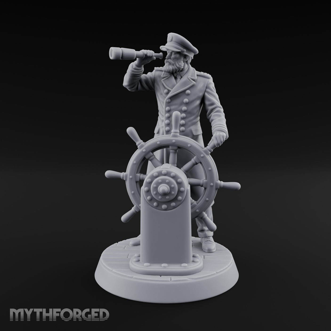 Spyglass Raised Human Captain Miniature for Dungeons and Dragons, Pathfinder or other TTRPGs