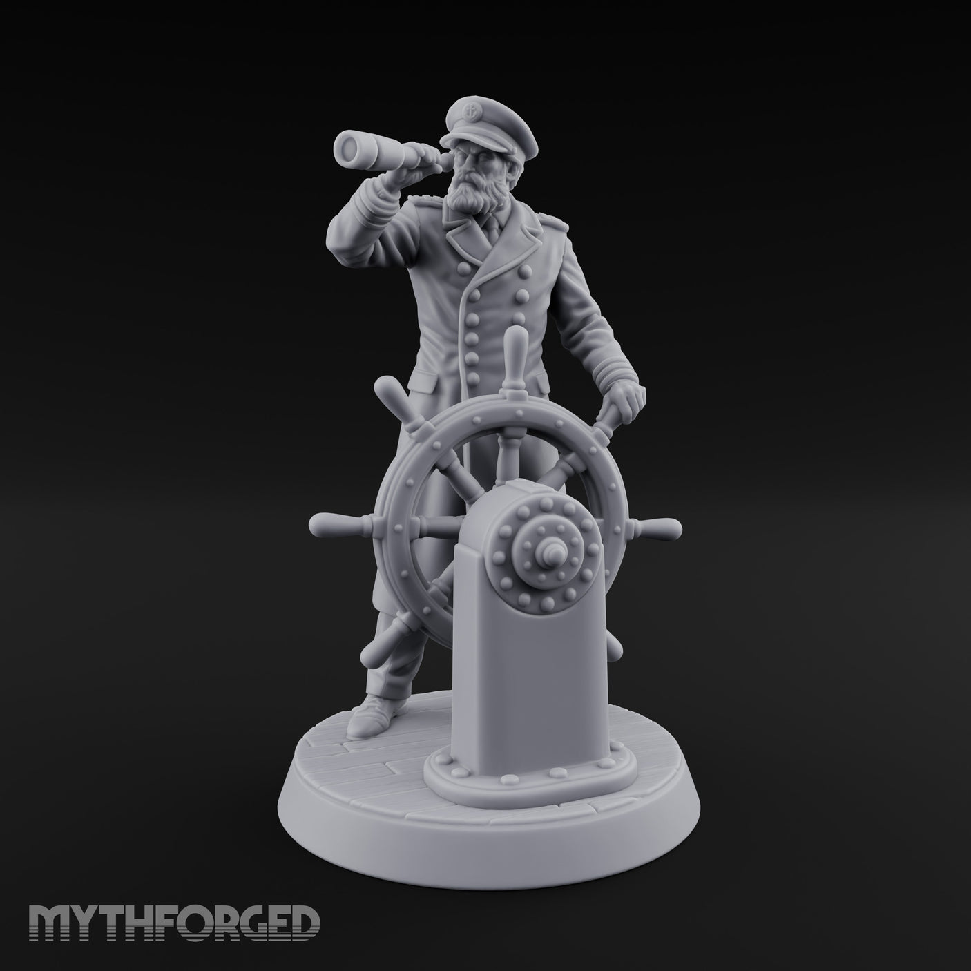 Spyglass Raised Human Captain Miniature for Dungeons and Dragons, Pathfinder or other TTRPGs