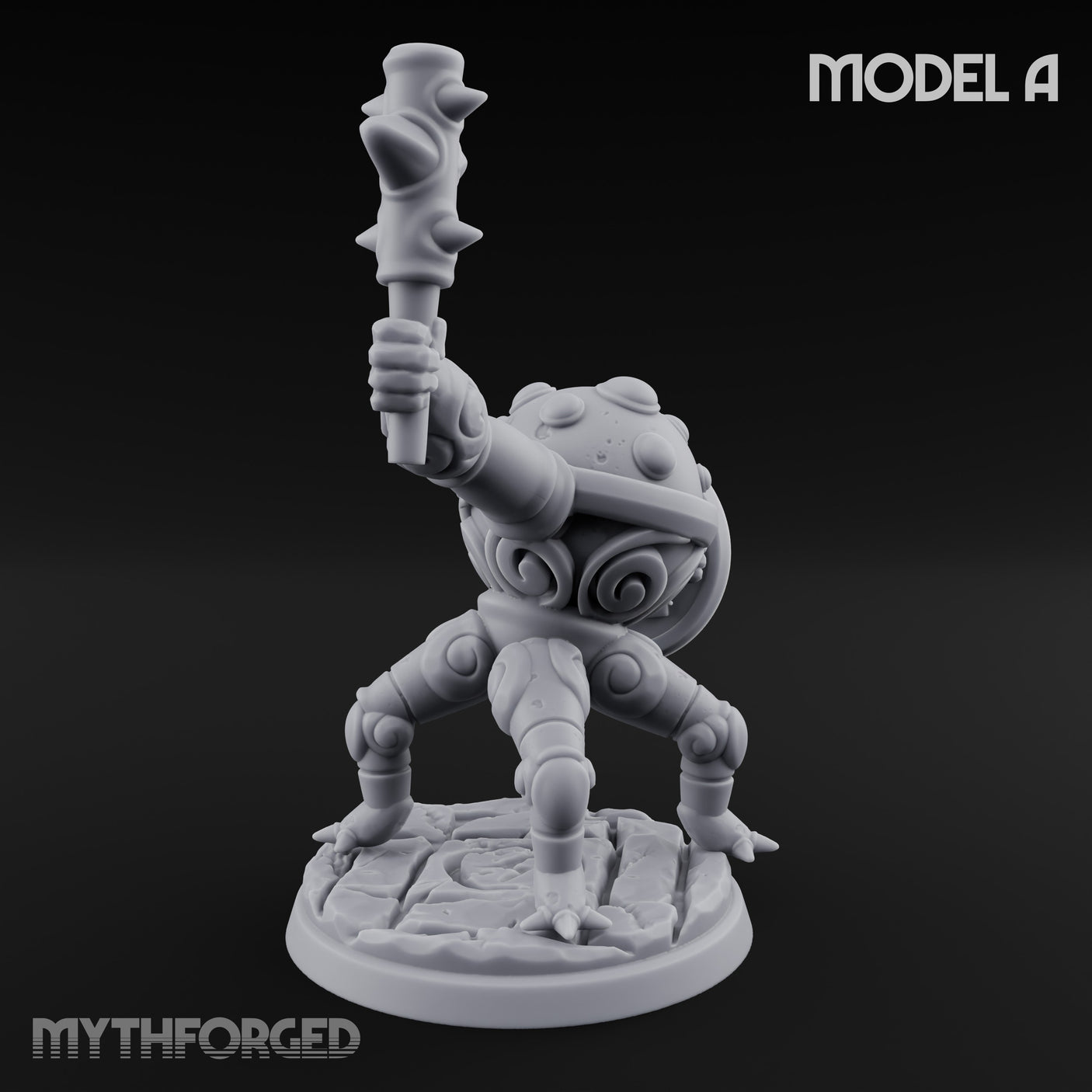 Staff And Shield Bearing Bulbous Automaton A Miniature for Dungeons and Dragons, Pathfinder or other TTRPGs