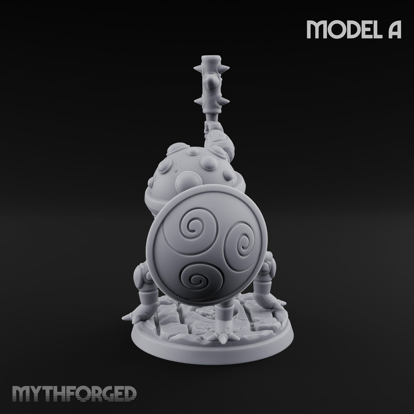Staff And Shield Bearing Bulbous Automaton A Miniature for Dungeons and Dragons, Pathfinder or other TTRPGs