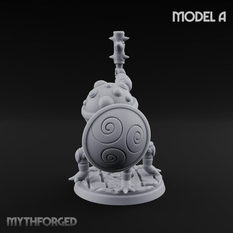 Staff And Shield Bearing Bulbous Automaton A Miniature for Dungeons and Dragons, Pathfinder or other TTRPGs