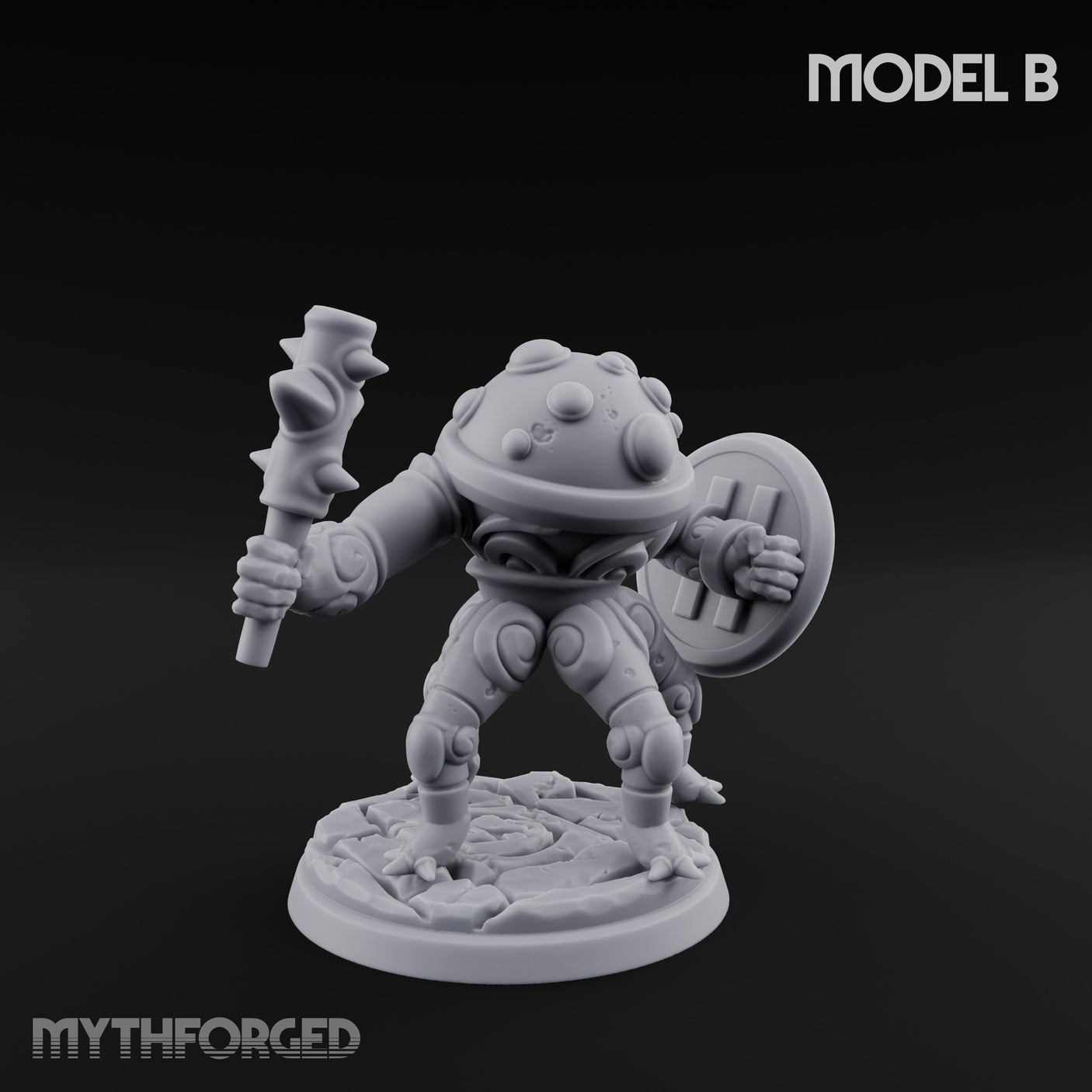 Staff And Shield Bearing Bulbous Automaton B Miniature for Dungeons and Dragons, Pathfinder or other TTRPGs