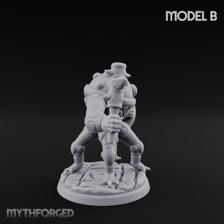 Staff And Shield Bearing Bulbous Automaton B Miniature for Dungeons and Dragons, Pathfinder or other TTRPGs