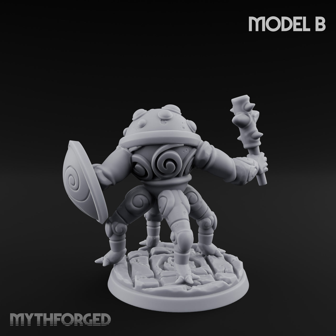 Staff And Shield Bearing Bulbous Automaton B Miniature for Dungeons and Dragons, Pathfinder or other TTRPGs