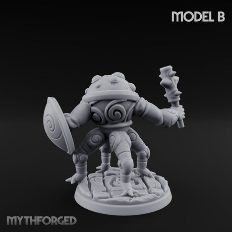 Staff And Shield Bearing Bulbous Automaton B Miniature for Dungeons and Dragons, Pathfinder or other TTRPGs