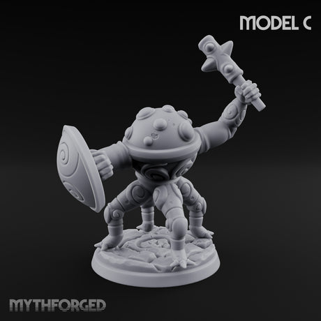 Staff And Shield Bearing Bulbous Automaton C Miniature for Dungeons and Dragons, Pathfinder or other TTRPGs