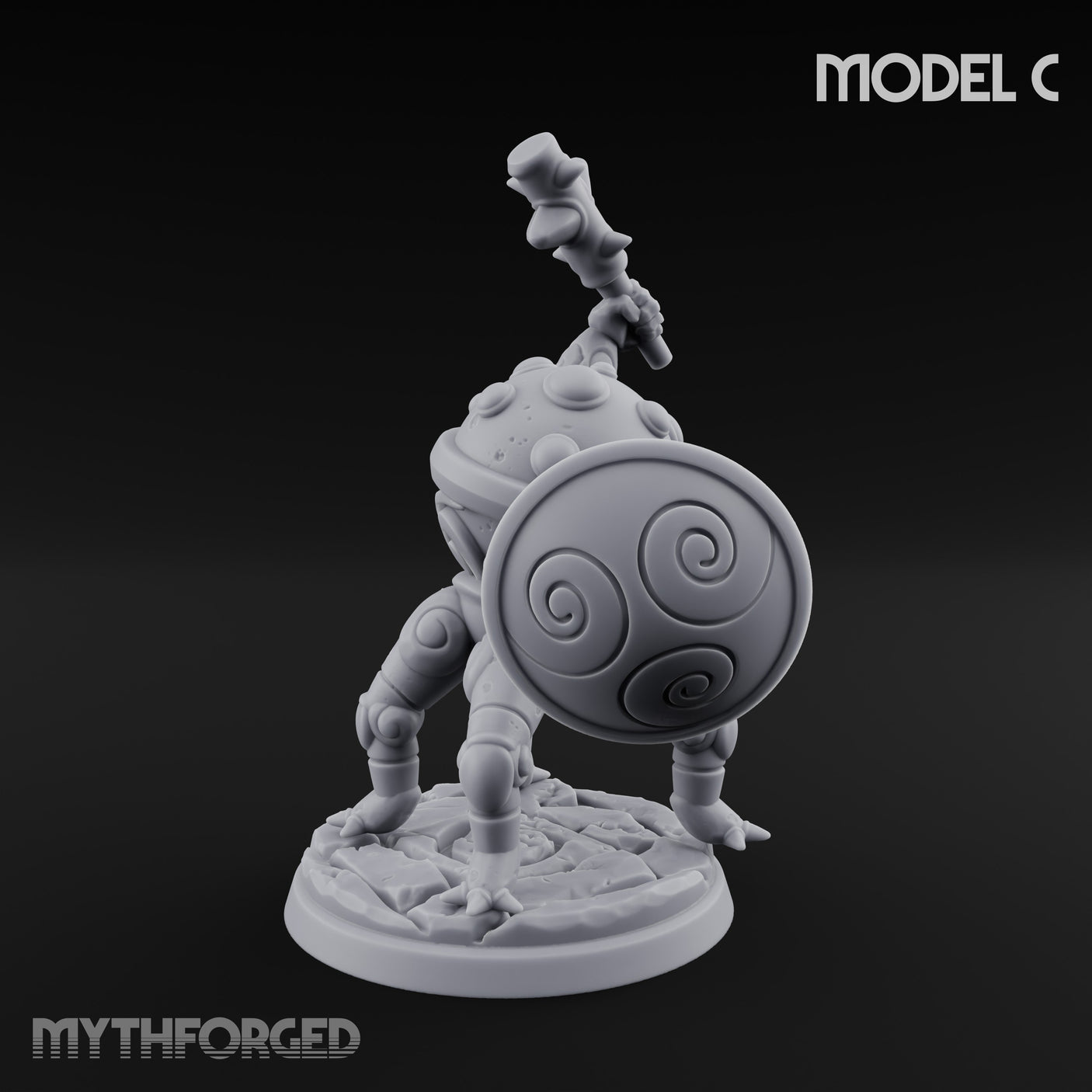Staff And Shield Bearing Bulbous Automaton C Miniature for Dungeons and Dragons, Pathfinder or other TTRPGs