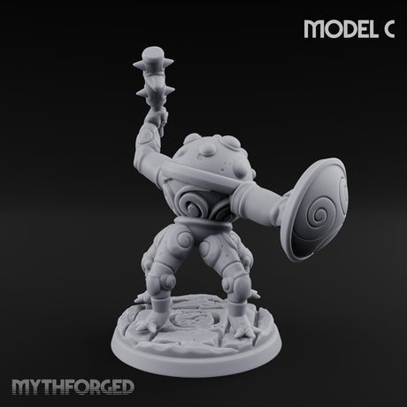 Staff And Shield Bearing Bulbous Automaton C Miniature for Dungeons and Dragons, Pathfinder or other TTRPGs
