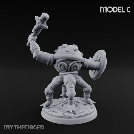 Staff And Shield Bearing Bulbous Automaton C Miniature for Dungeons and Dragons, Pathfinder or other TTRPGs