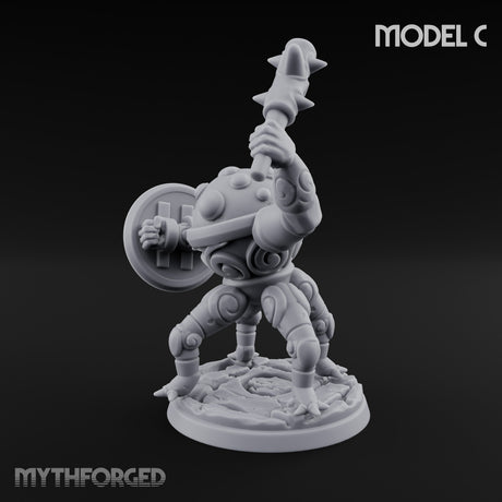 Staff And Shield Bearing Bulbous Automaton C Miniature for Dungeons and Dragons, Pathfinder or other TTRPGs