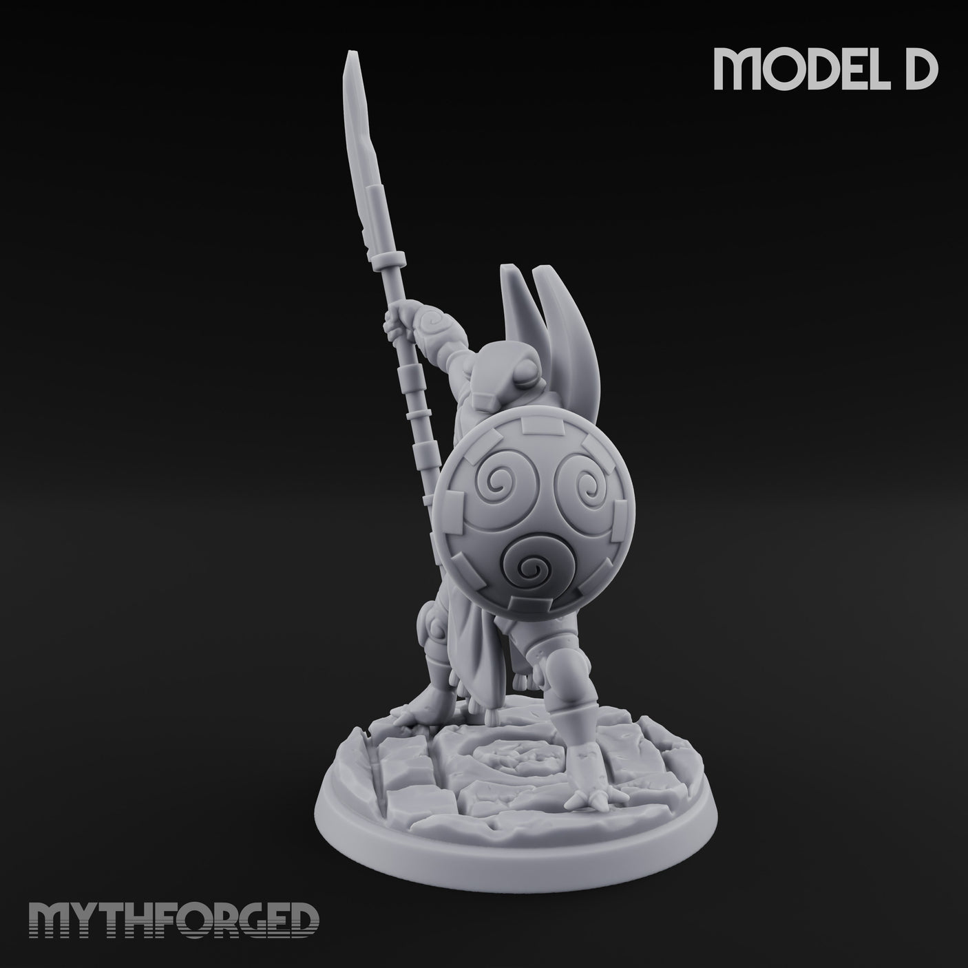 Staff And Shield Bearing Bulbous Automaton D Miniature for Dungeons and Dragons, Pathfinder or other TTRPGs
