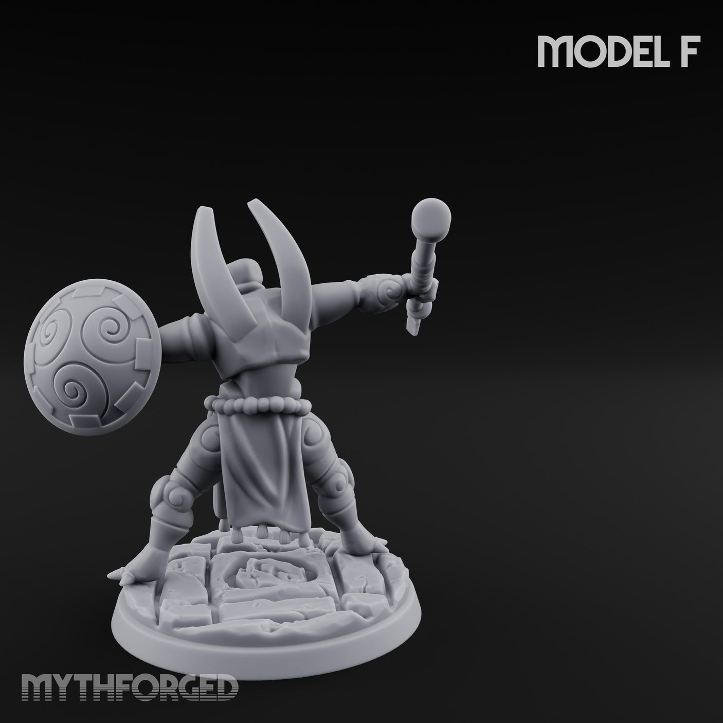 Staff And Shield Bearing Bulbous Automaton F Miniature for Dungeons and Dragons, Pathfinder or other TTRPGs