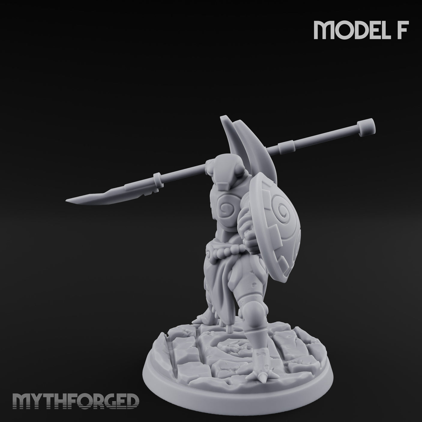 Staff And Shield Bearing Bulbous Automaton F Miniature for Dungeons and Dragons, Pathfinder or other TTRPGs