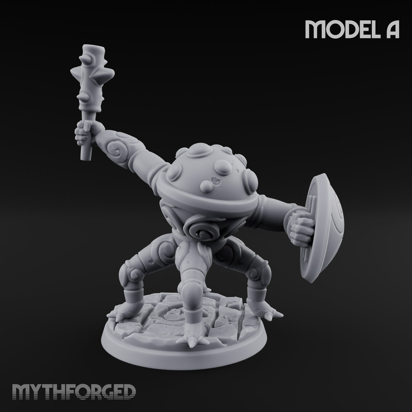 Staff And Shield Bearing Bulbous Automatons Miniature for Dungeons and Dragons, Pathfinder or other TTRPGs
