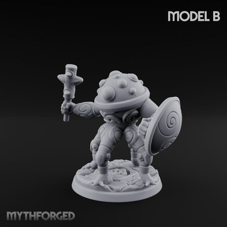 Staff And Shield Bearing Bulbous Automatons Miniature for Dungeons and Dragons, Pathfinder or other TTRPGs