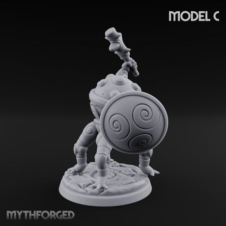 Staff And Shield Bearing Bulbous Automatons Miniature for Dungeons and Dragons, Pathfinder or other TTRPGs
