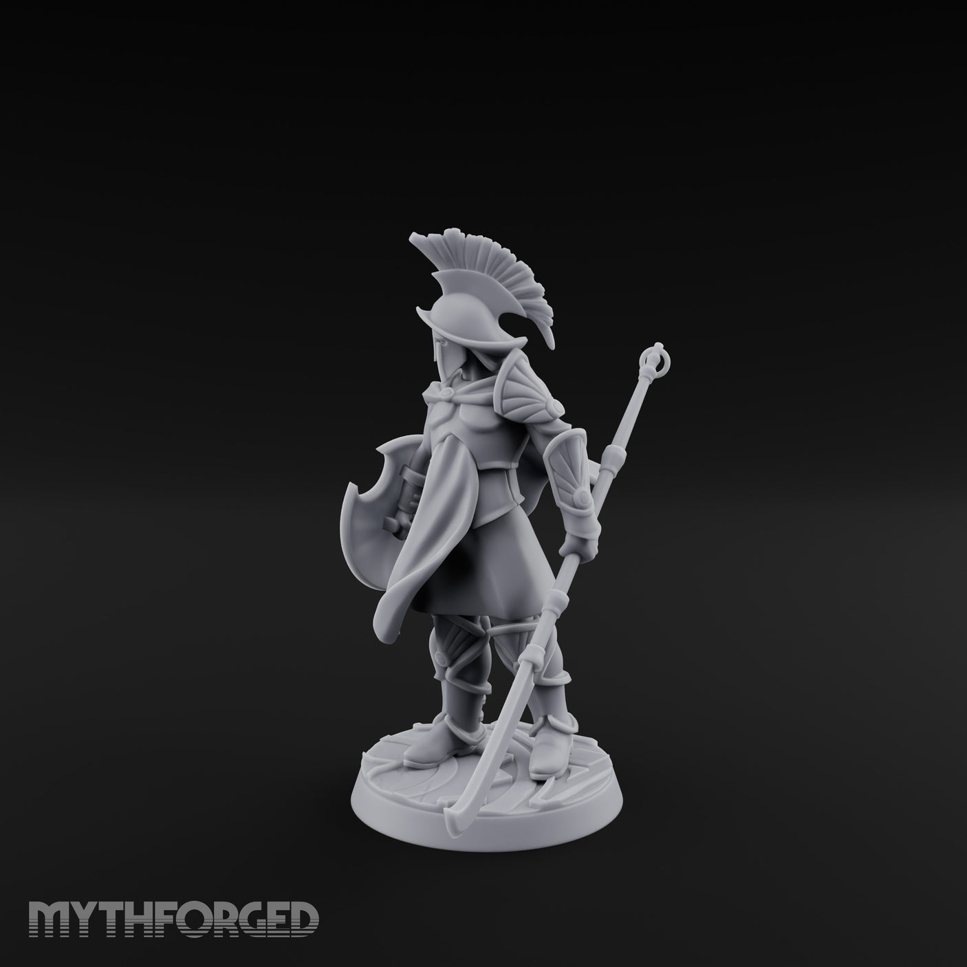 Staff And Sword Striking Human Sentinel Knight Model A Miniature for Dungeons and Dragons, Pathfinder or other TTRPGs