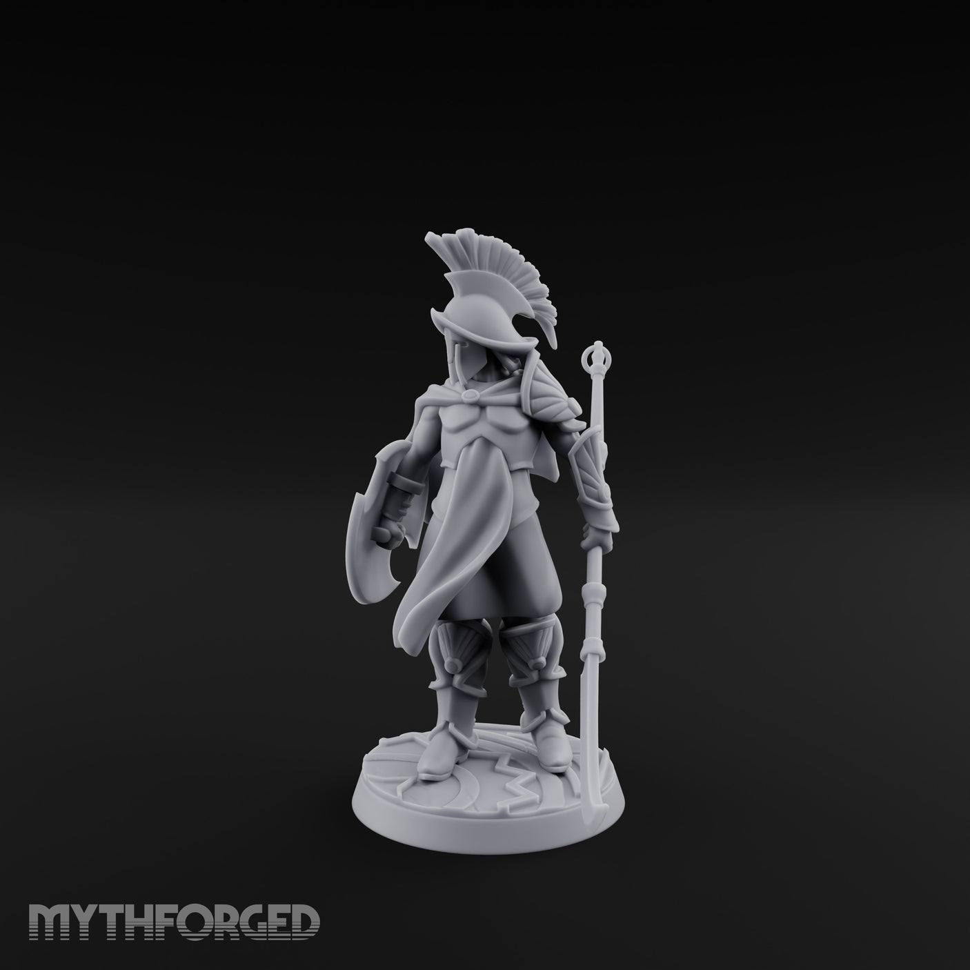 Staff And Sword Striking Human Sentinel Knight Model A Miniature for Dungeons and Dragons, Pathfinder or other TTRPGs