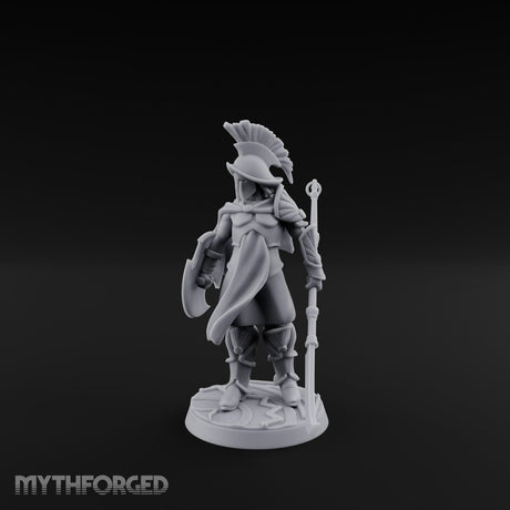 Staff And Sword Striking Human Sentinel Knight Model A Miniature for Dungeons and Dragons, Pathfinder or other TTRPGs