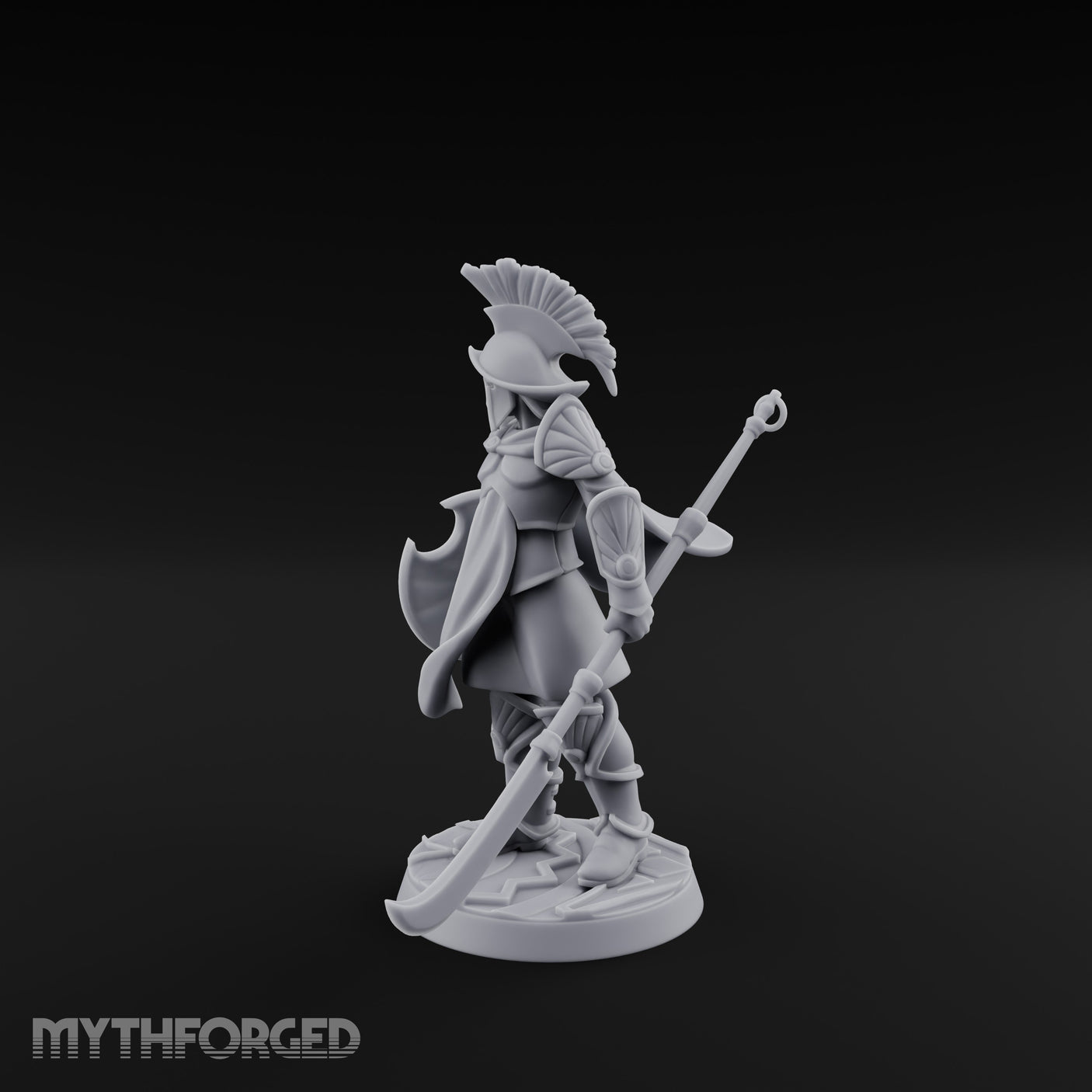 Staff And Sword Striking Human Sentinel Knight Model A Miniature for Dungeons and Dragons, Pathfinder or other TTRPGs