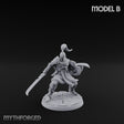 Staff And Sword Striking Human Sentinel Knight Model B Miniature for Dungeons and Dragons, Pathfinder or other TTRPGs