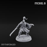 Staff And Sword Striking Human Sentinel Knight Model B Miniature for Dungeons and Dragons, Pathfinder or other TTRPGs