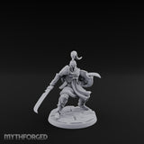 Staff And Sword Striking Human Sentinel Knight Model B Miniature for Dungeons and Dragons, Pathfinder or other TTRPGs