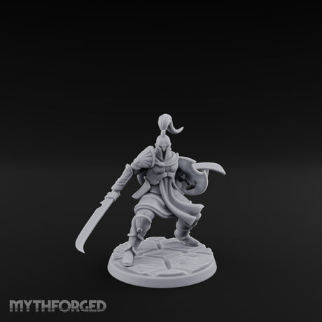 Staff And Sword Striking Human Sentinel Knight Model B Miniature for Dungeons and Dragons, Pathfinder or other TTRPGs