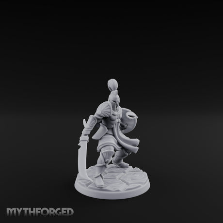 Staff And Sword Striking Human Sentinel Knight Model B Miniature for Dungeons and Dragons, Pathfinder or other TTRPGs
