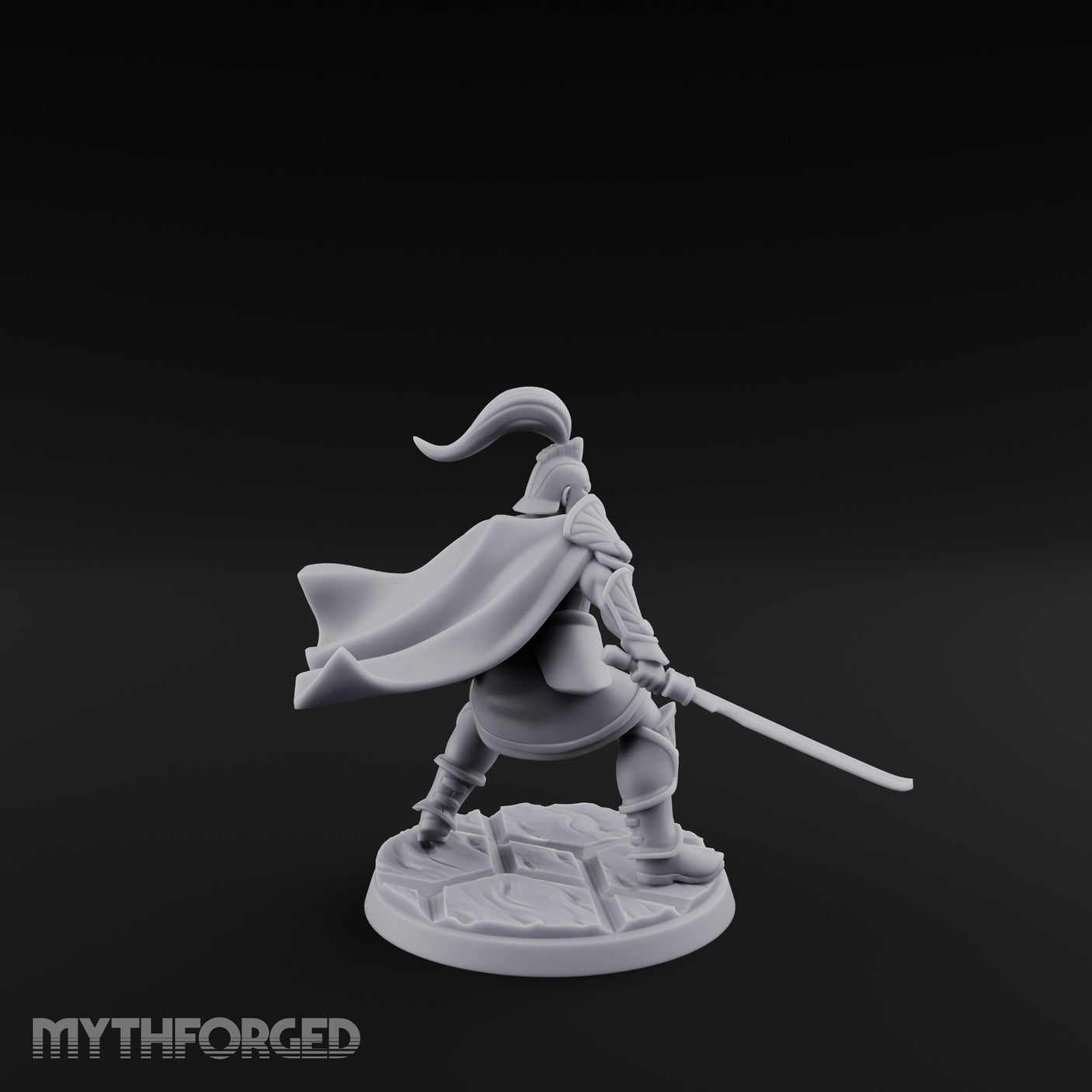Staff And Sword Striking Human Sentinel Knight Model B Miniature for Dungeons and Dragons, Pathfinder or other TTRPGs