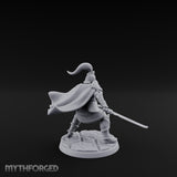 Staff And Sword Striking Human Sentinel Knight Model B Miniature for Dungeons and Dragons, Pathfinder or other TTRPGs