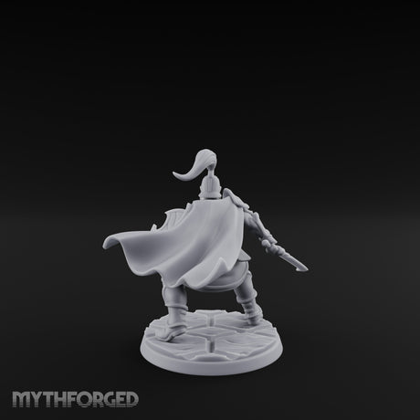 Staff And Sword Striking Human Sentinel Knight Model B Miniature for Dungeons and Dragons, Pathfinder or other TTRPGs