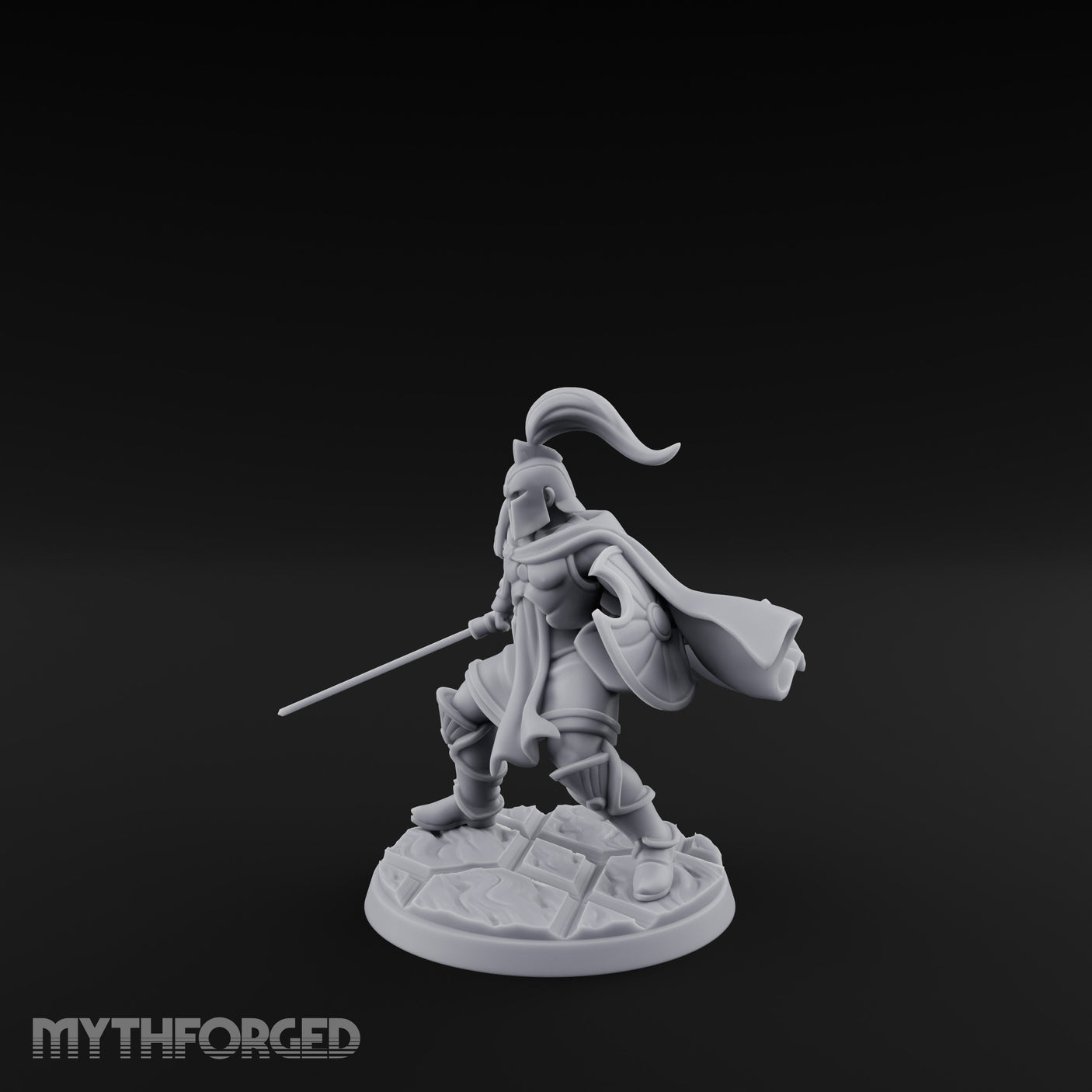 Staff And Sword Striking Human Sentinel Knight Model B Miniature for Dungeons and Dragons, Pathfinder or other TTRPGs