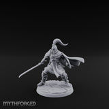 Staff And Sword Striking Human Sentinel Knight Model B Miniature for Dungeons and Dragons, Pathfinder or other TTRPGs