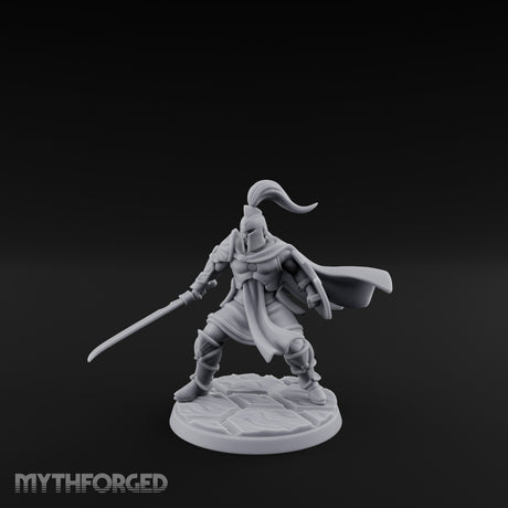 Staff And Sword Striking Human Sentinel Knight Model B Miniature for Dungeons and Dragons, Pathfinder or other TTRPGs