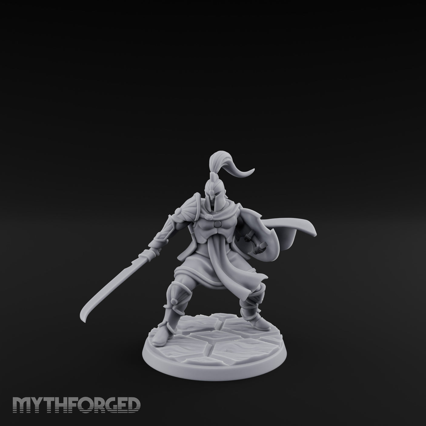 Staff And Sword Striking Human Sentinel Knight Model B Miniature for Dungeons and Dragons, Pathfinder or other TTRPGs
