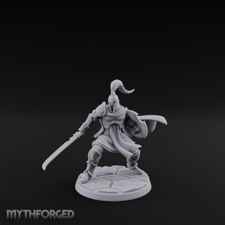 Staff And Sword Striking Human Sentinel Knight Model B Miniature for Dungeons and Dragons, Pathfinder or other TTRPGs