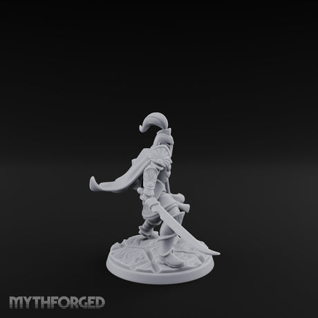 Staff And Sword Striking Human Sentinel Knights Miniature for Dungeons and Dragons, Pathfinder or other TTRPGs