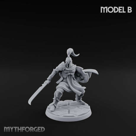 Staff And Sword Striking Human Sentinel Knights Miniature for Dungeons and Dragons, Pathfinder or other TTRPGs