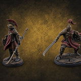 Staff And Sword Striking Human Sentinel Knights Miniature for Dungeons and Dragons, Pathfinder or other TTRPGs