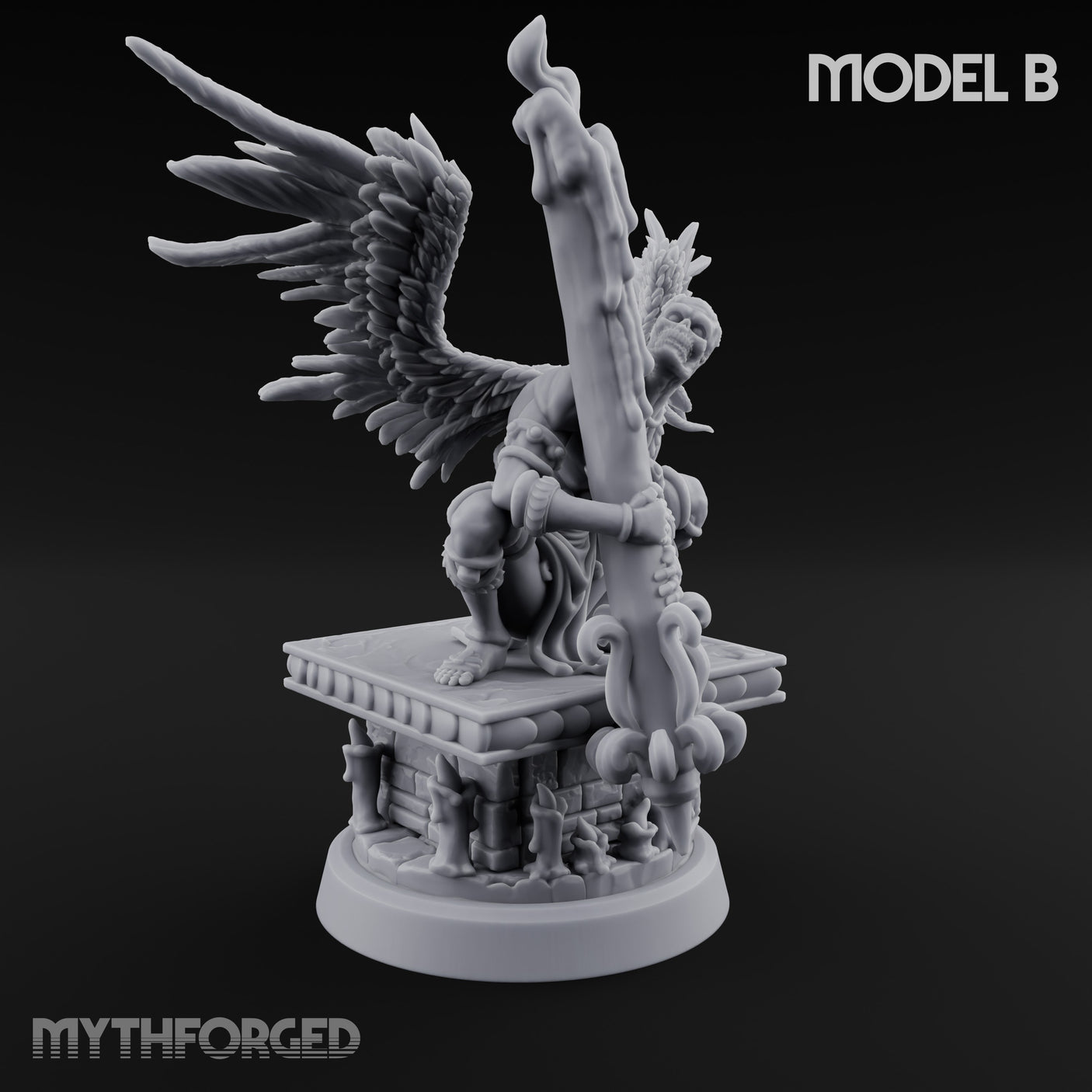 Staff Bearing Angel Priest B Miniature for Dungeons and Dragons, Pathfinder or other TTRPGs