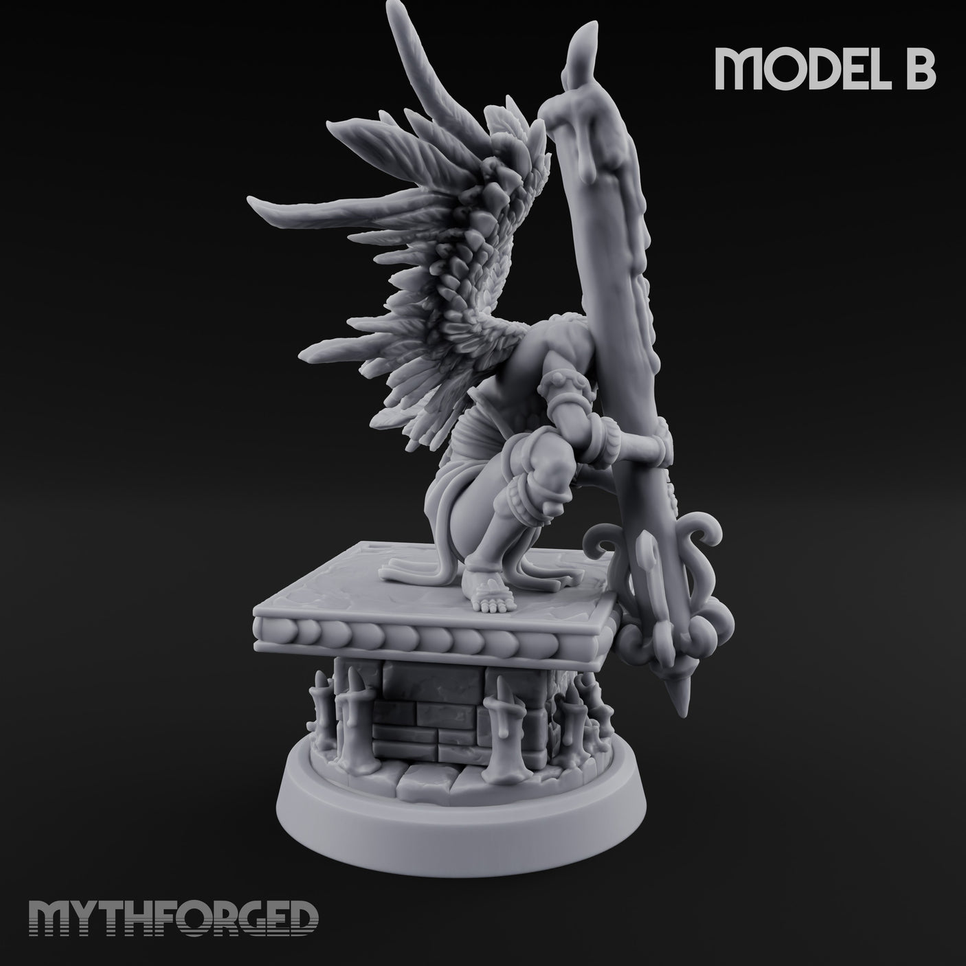 Staff Bearing Angel Priest B Miniature for Dungeons and Dragons, Pathfinder or other TTRPGs