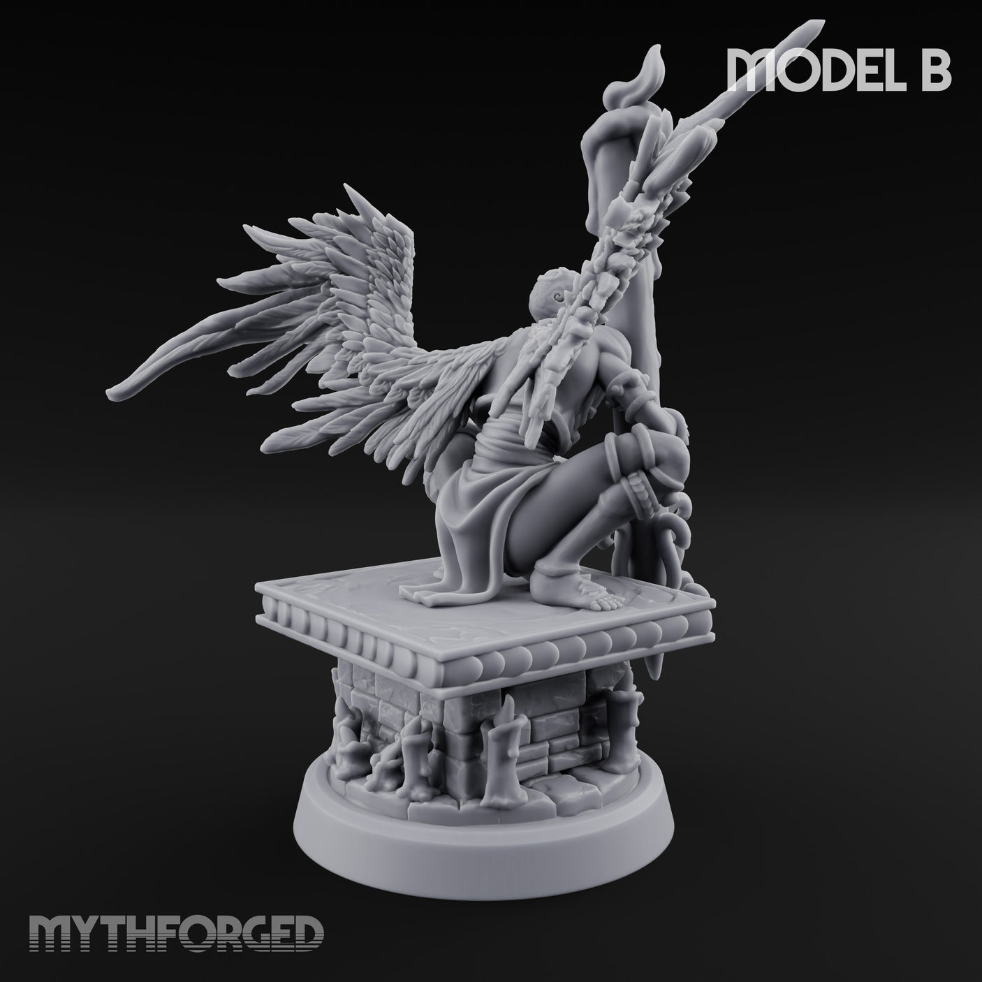 Staff Bearing Angel Priest B Miniature for Dungeons and Dragons, Pathfinder or other TTRPGs