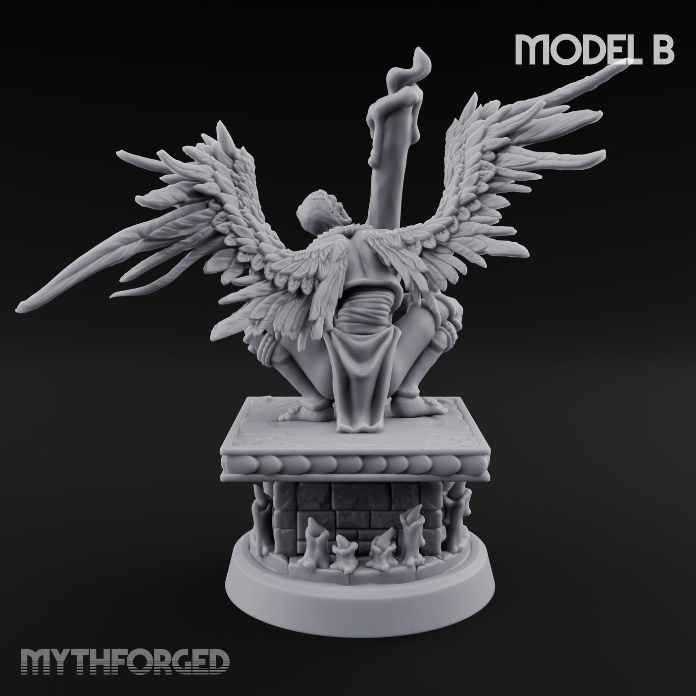 Staff Bearing Angel Priest B Miniature for Dungeons and Dragons, Pathfinder or other TTRPGs