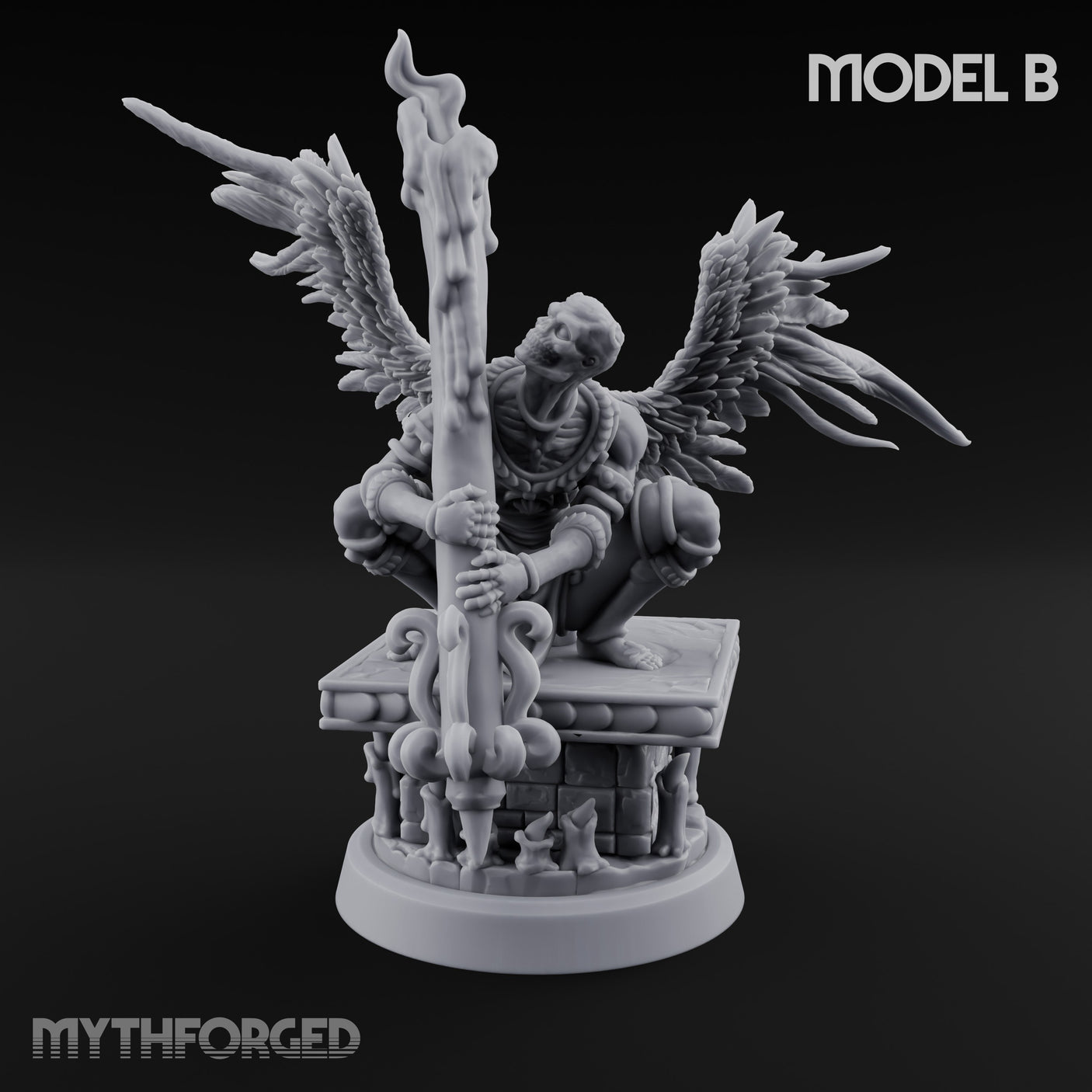 Staff Bearing Angel Priest B Miniature for Dungeons and Dragons, Pathfinder or other TTRPGs