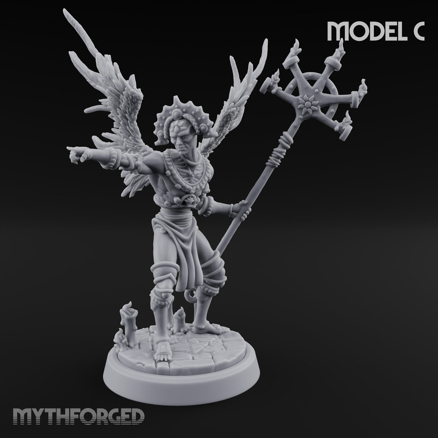 Staff Bearing Angel Priest C Miniature for Dungeons and Dragons, Pathfinder or other TTRPGs