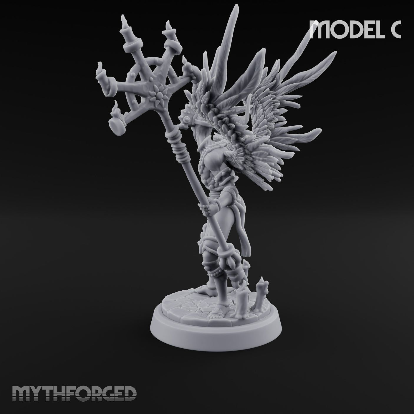 Staff Bearing Angel Priest C Miniature for Dungeons and Dragons, Pathfinder or other TTRPGs