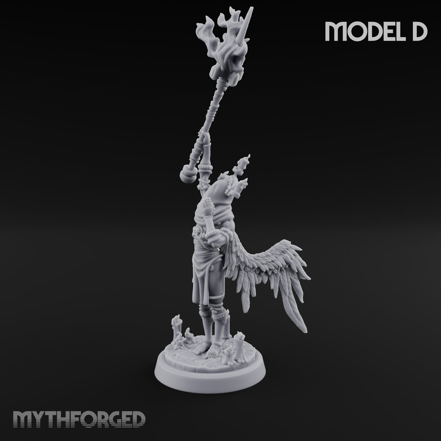 Staff Bearing Angel Priest D Miniature for Dungeons and Dragons, Pathfinder or other TTRPGs