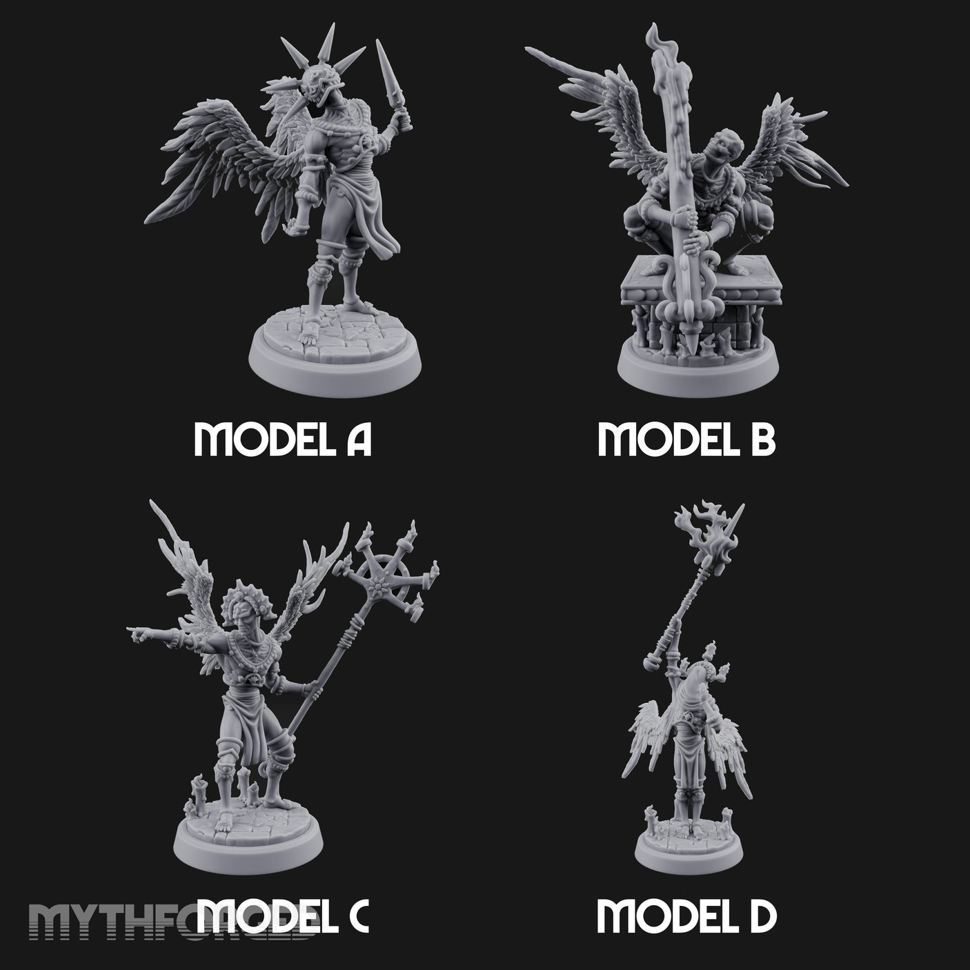 Staff Bearing Angel Priests Miniature for Dungeons and Dragons, Pathfinder or other TTRPGs